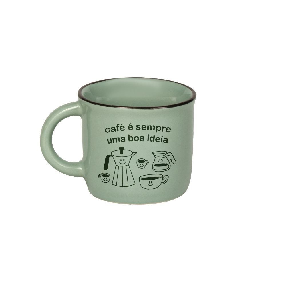 Caneca de Cerâmica Vintage Estampada Havan Casa 210Ml - Café Verde