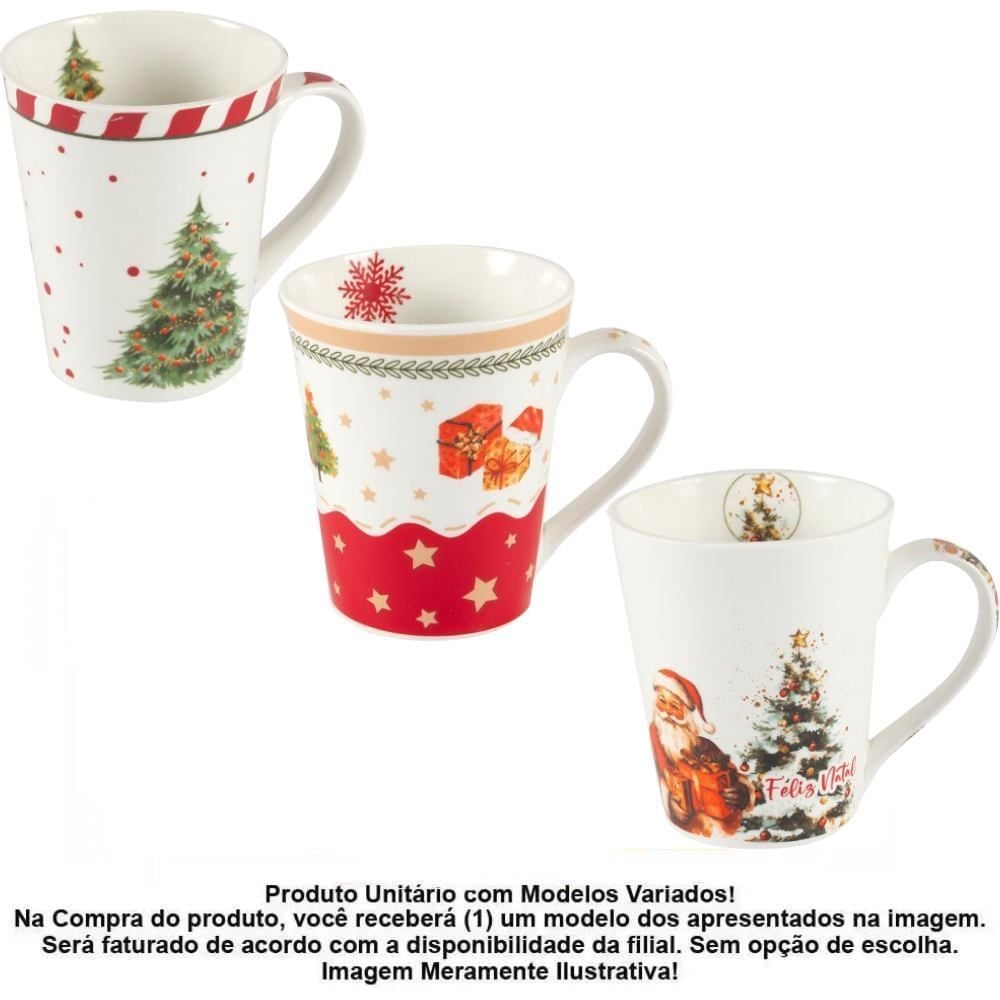 Caneca Natalina De Porcelana Classic Tuut 300Ml - Sortido