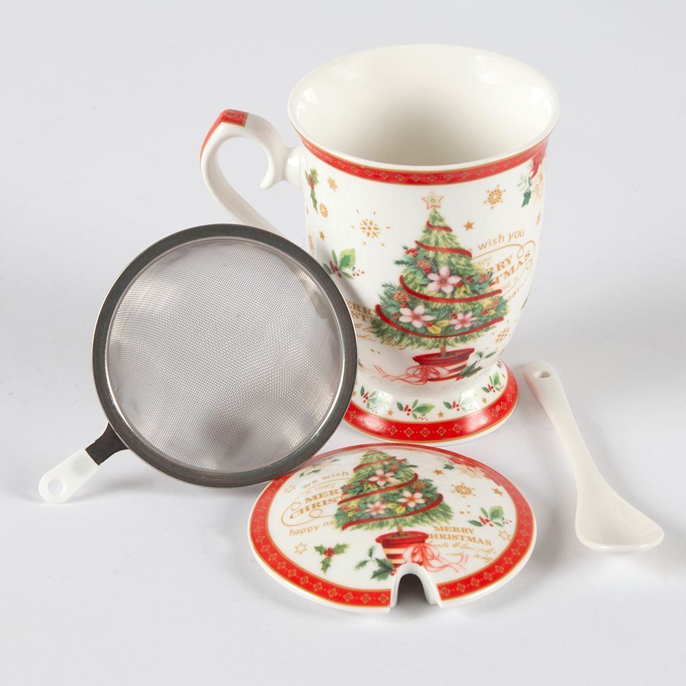 Caneca Natalina Para Chá Dinatale - Cerâmica