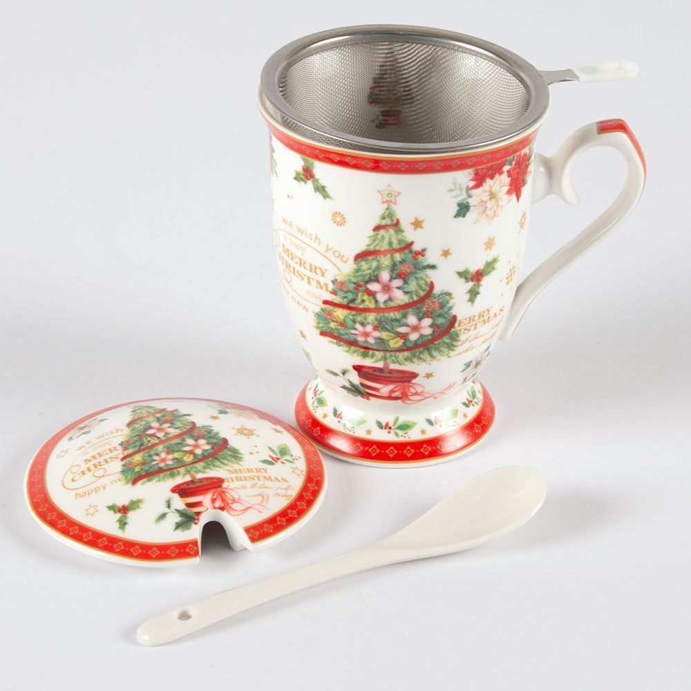 Caneca Natalina Para Chá Dinatale - Cerâmica