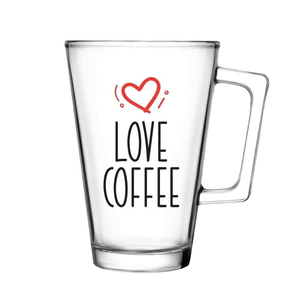 Caneca Vidro Love Coffee Ruvolo 230Ml - Transparente