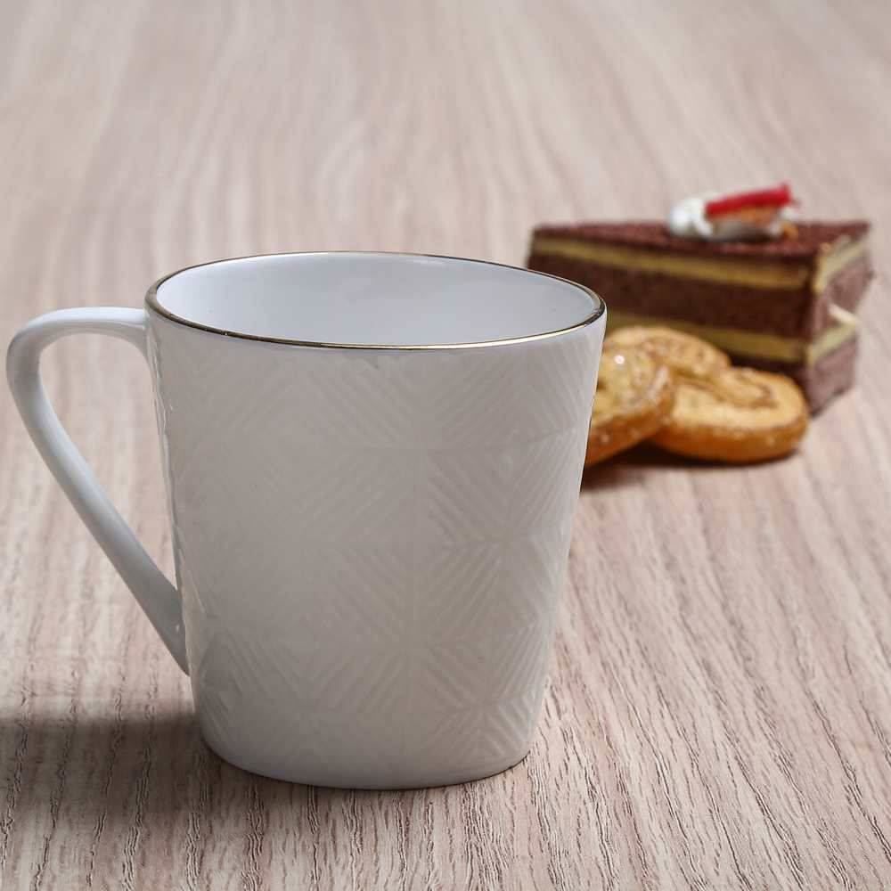 Caneca Zoe Com Filete Dourado Havan Casa 190Ml - Branco