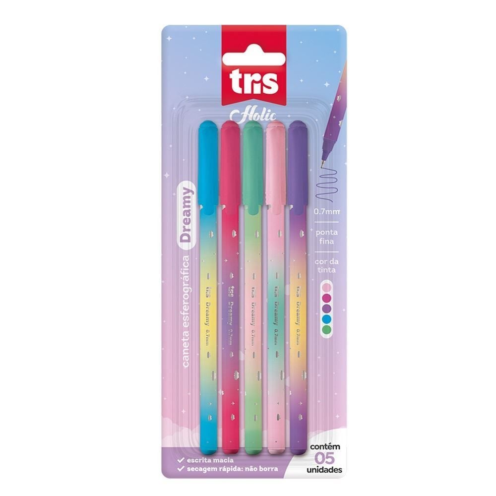 Caneta Esferográfica 0.7 Dreamy Tris - 5 Cores