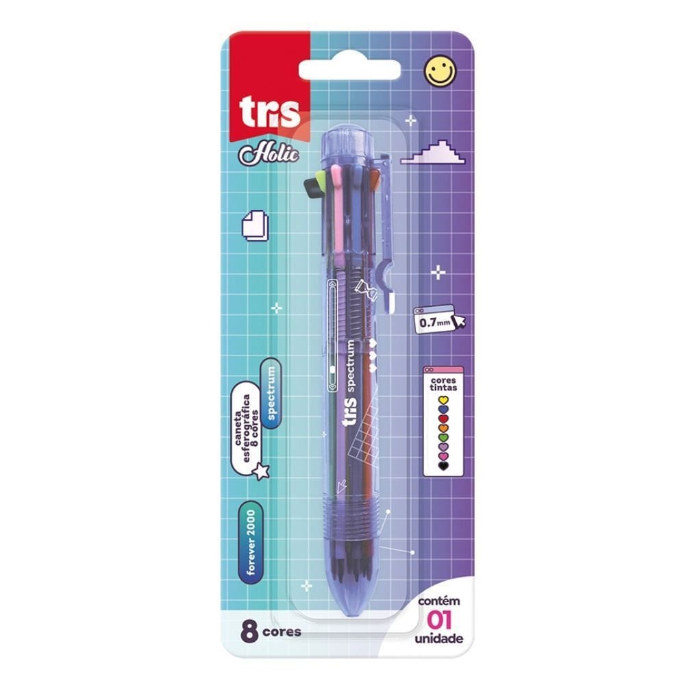 Caneta Esferográfica 0.7 Spectrum Tris - 8 Cores