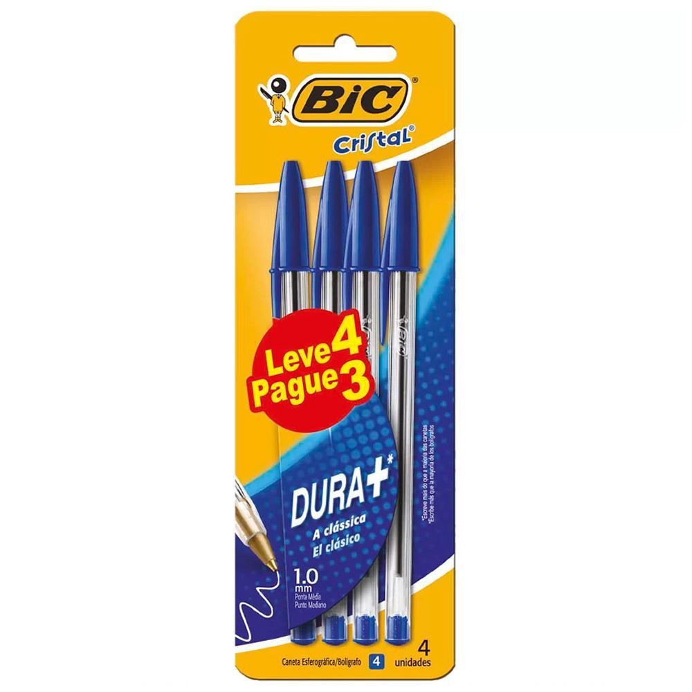 Caneta Esferografica Bic Cristal Leve 4 Unidades - 868795