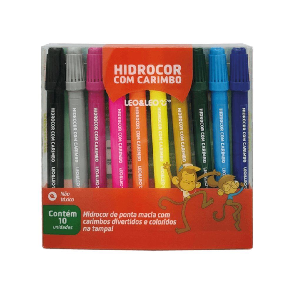 Caneta Hidrocor com Carimbo Leo&Leo - 10 Unidades