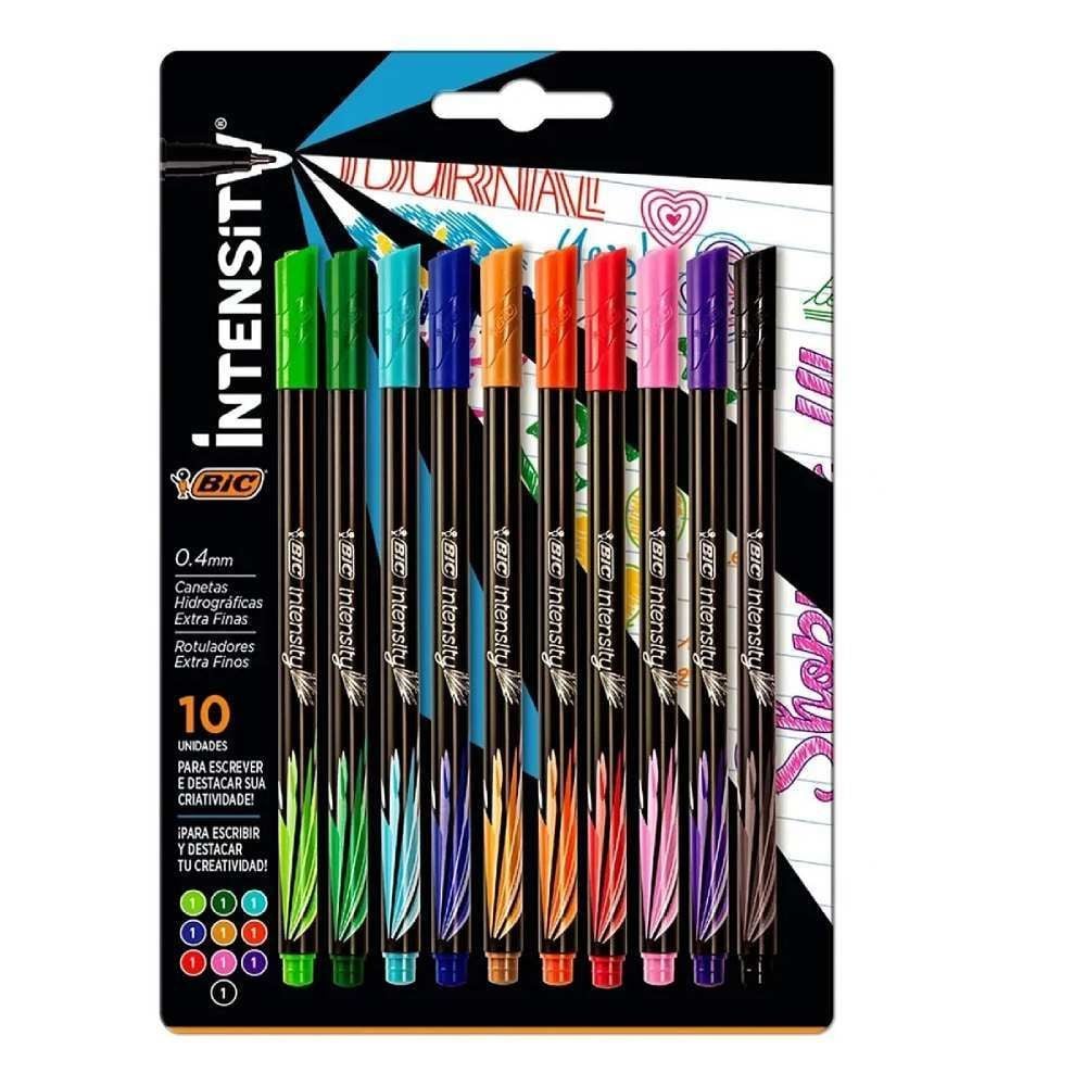 Caneta Hidrográfica Intensy Colors Bic - 10 Unidades