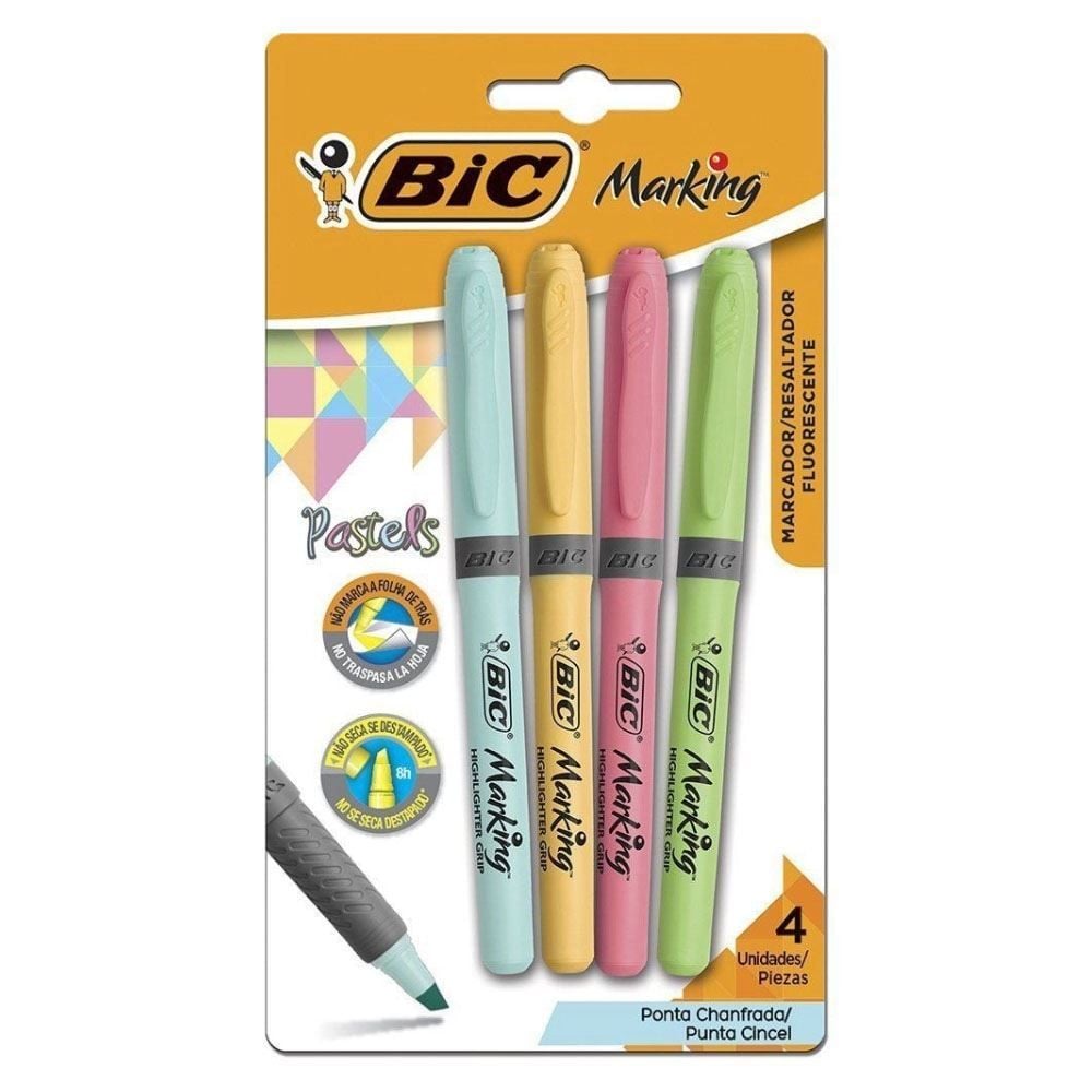 Caneta Marca Texto 4 Cores Pasteis Bic - 970913