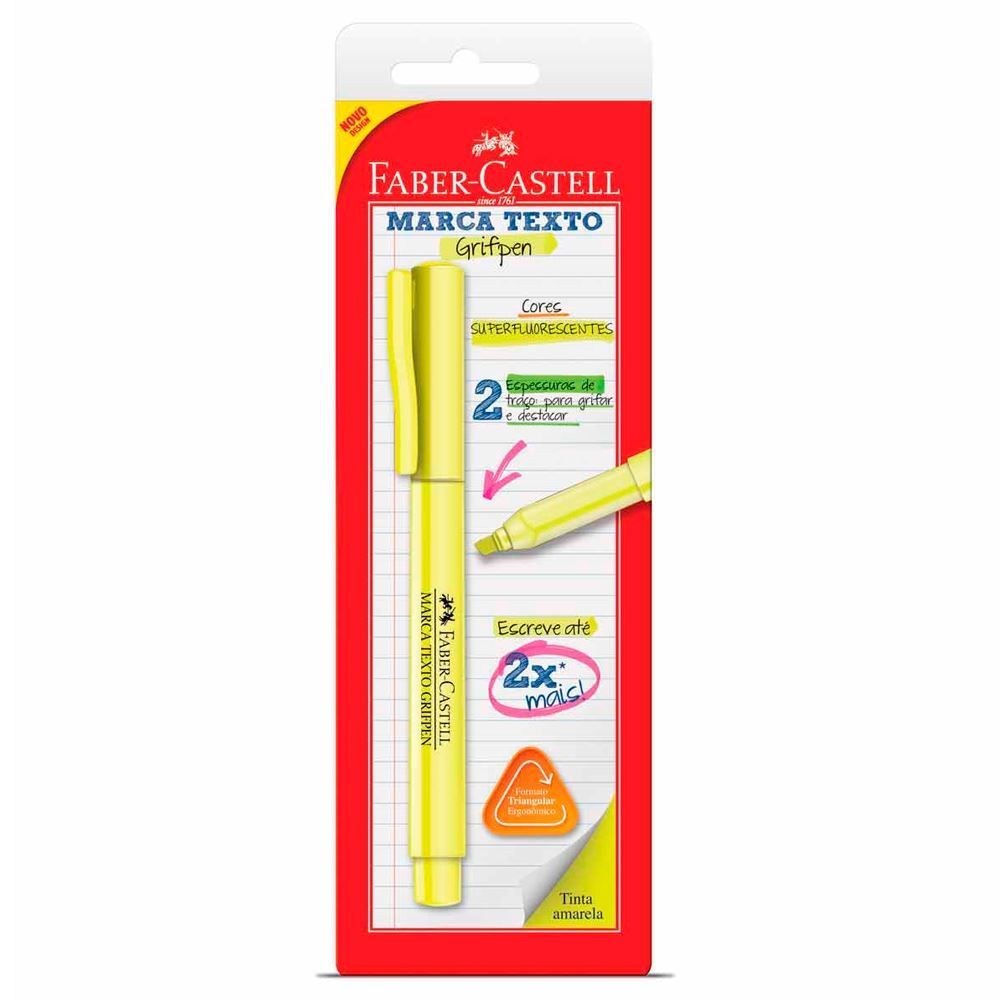 Caneta Marca Texto Grifpen Amarelo Faber-Castell - SM/MTAMZF