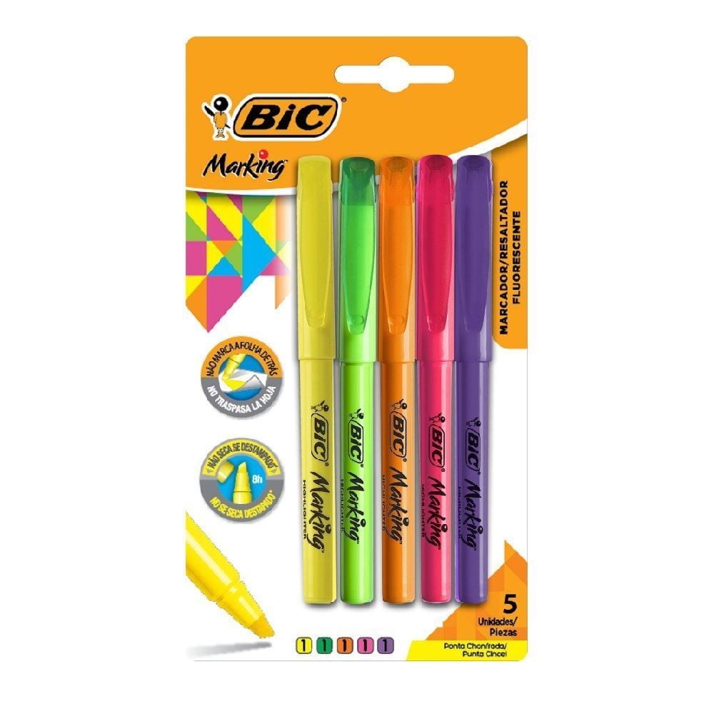 Caneta Marca Texto Marking Neon Bic - 5 Cores