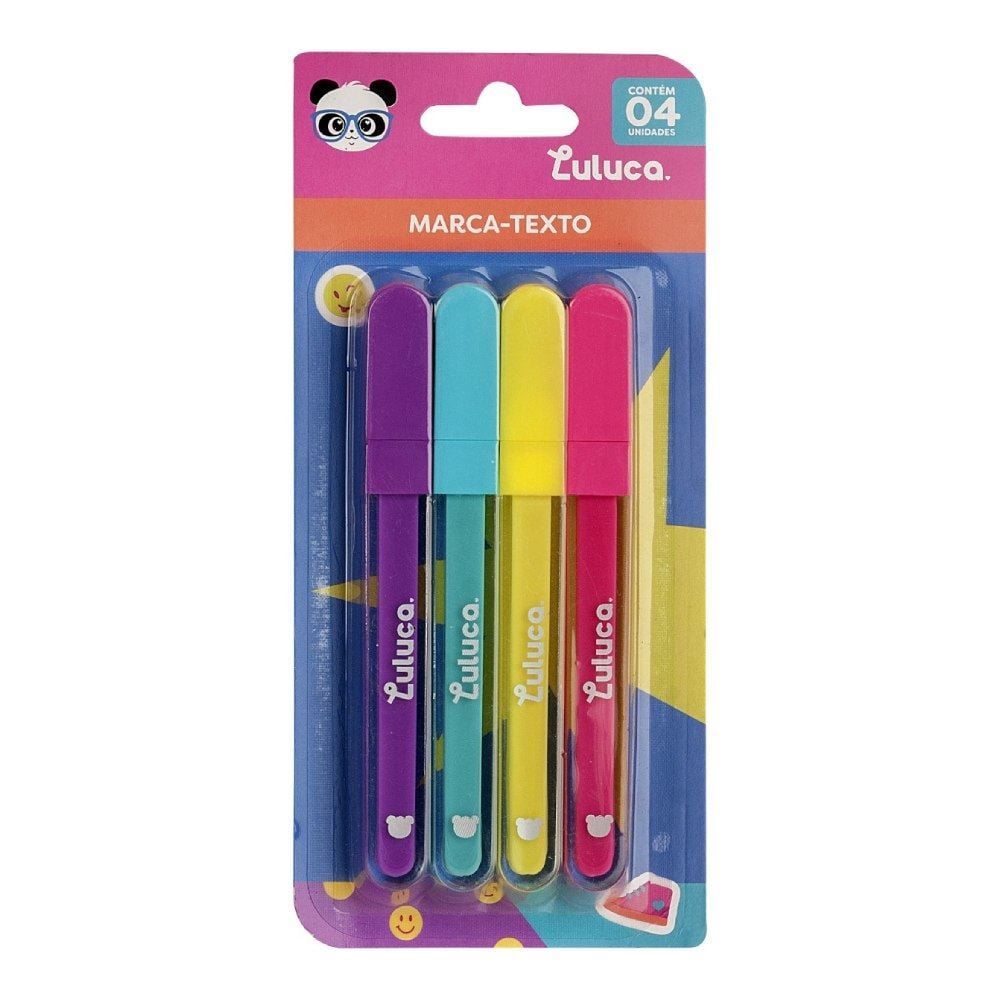 Caneta Marca-Texto Neon Luluca - 4 Unidades