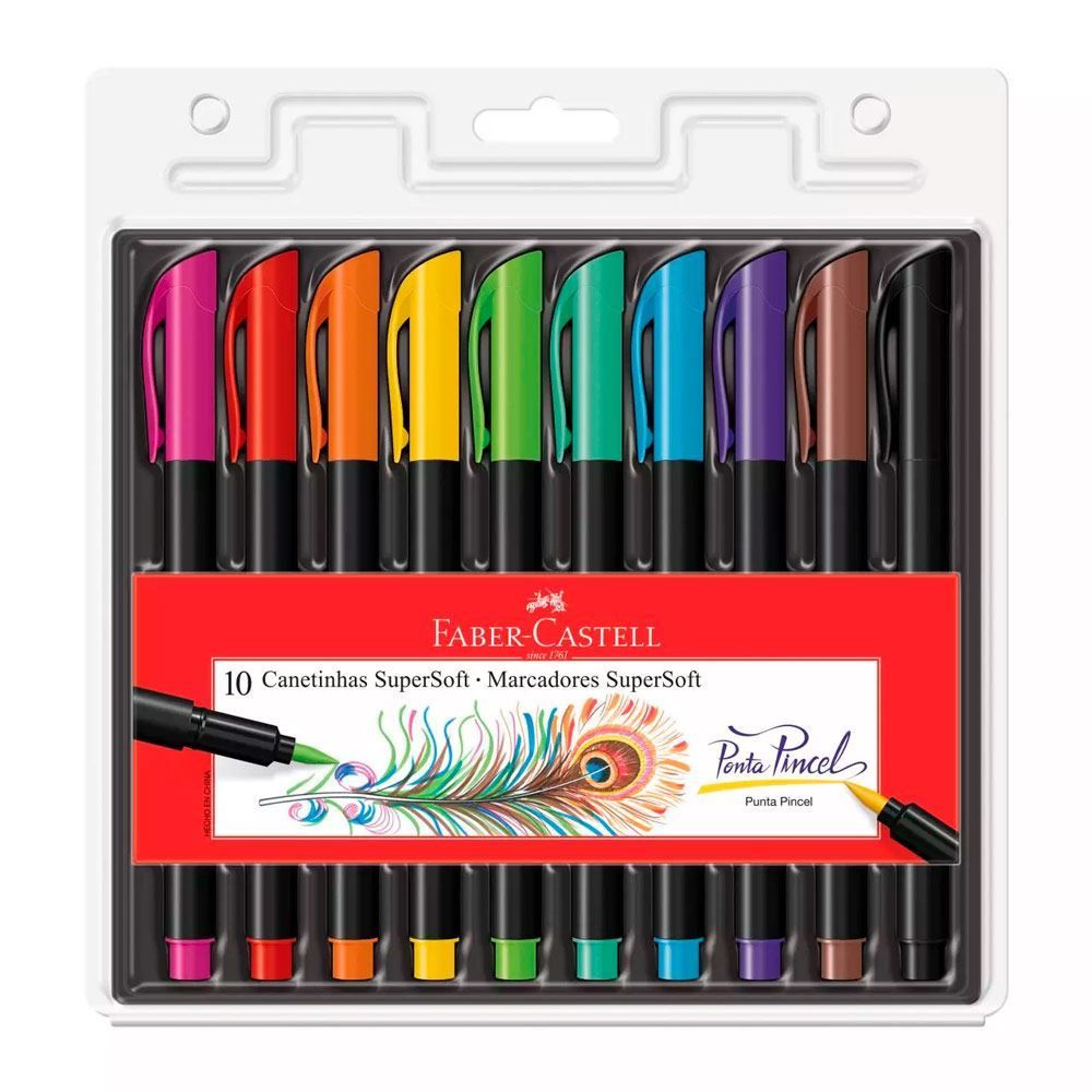 Caneta Pincel Faber-Castell Supersoft Com 10 Unidades - 15.0710SOFT
