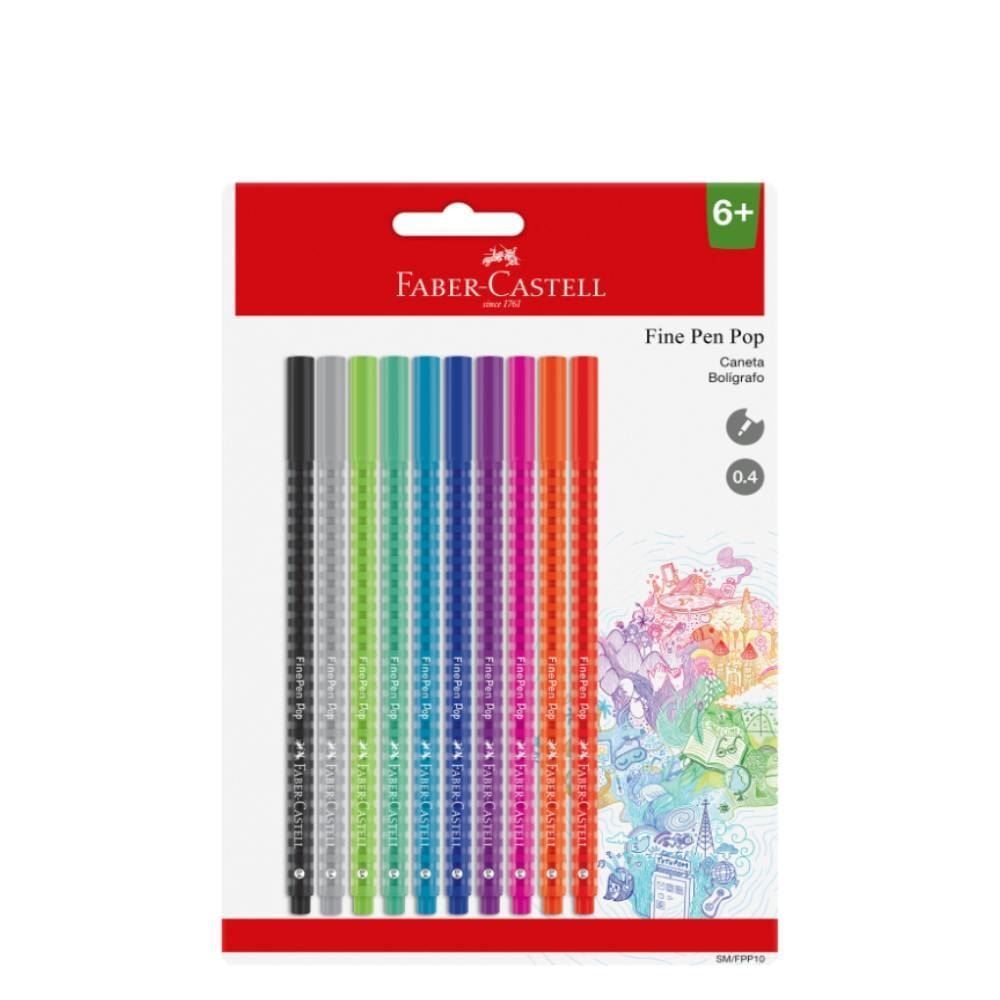 Caneta Ponta Fina Pop Faber Castell - 10 Cores