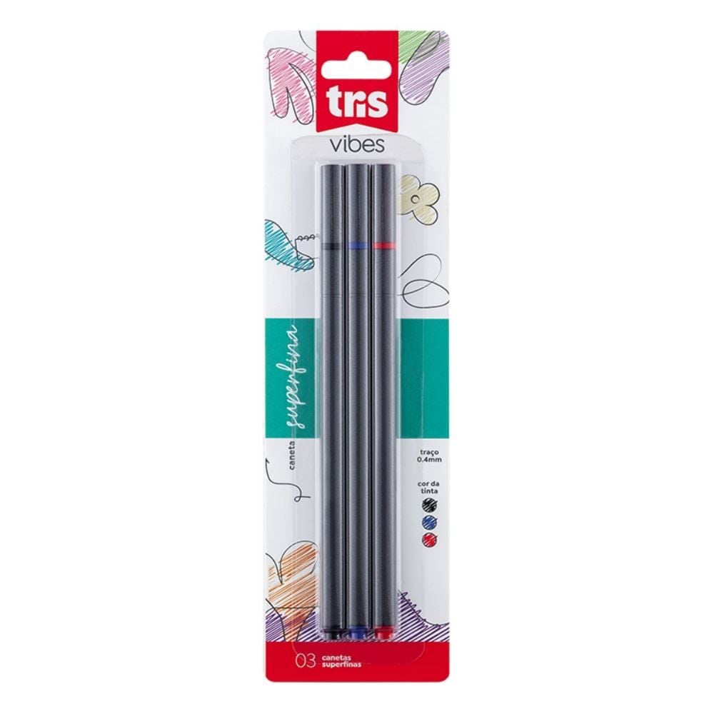 Caneta Super Fina 0.4 Vibes Tris - 3 Cores