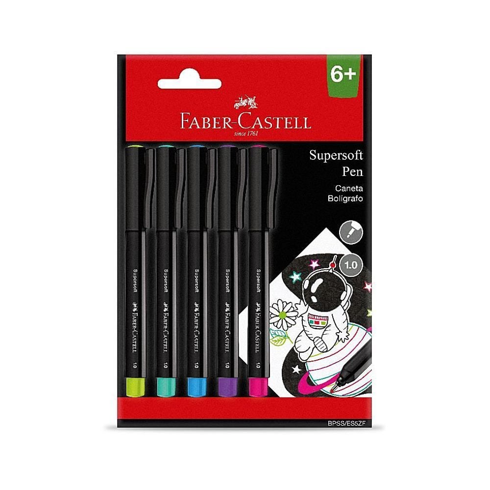 Caneta Supersoft Pen 1.0 Colors Faber Castell - 5 Unidades