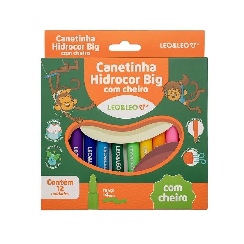 Canetinha Hidrocor Big com Cheiro Leo&Leo - 12 Unidades