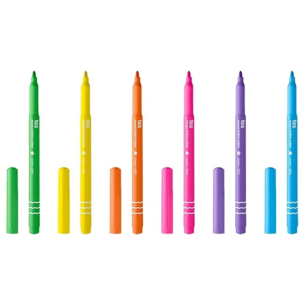 Canetinha Hidrocor Neon Tris - 6 Cores