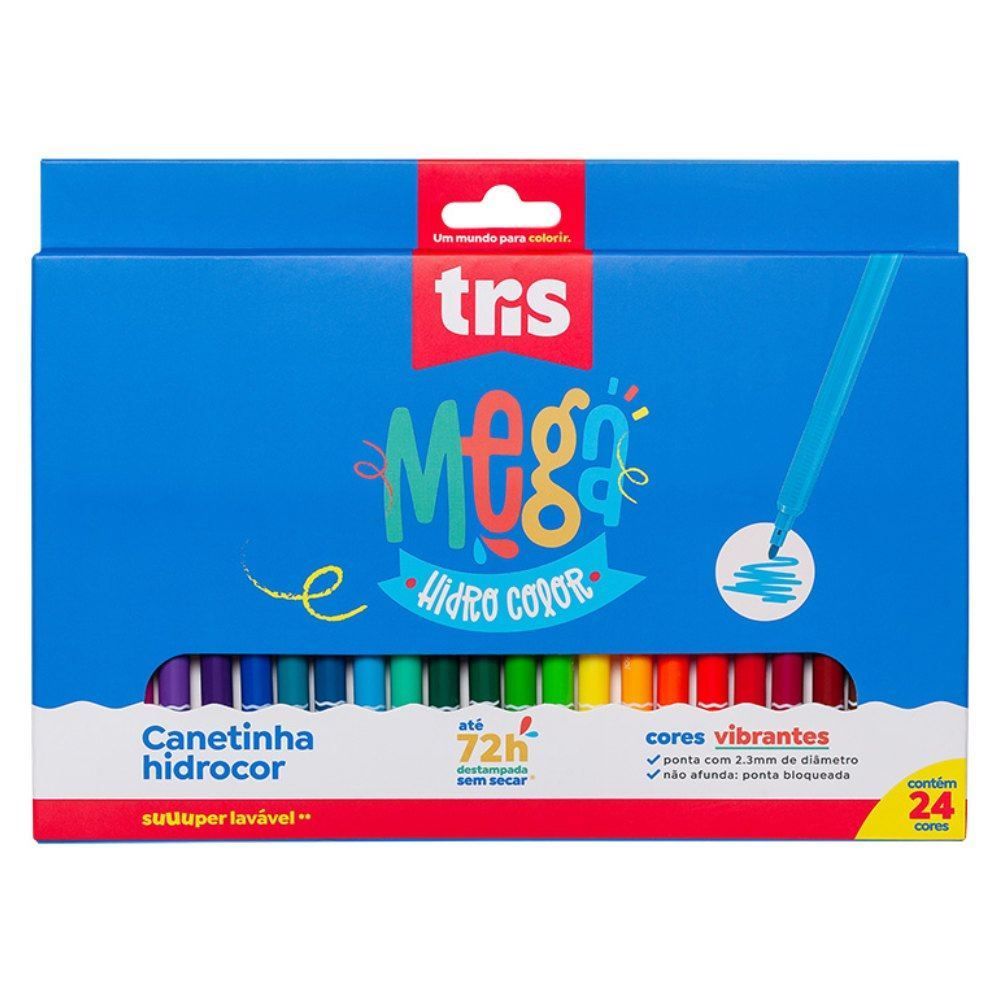 Canetinha Hidrocor Ponta Fina Tris - 24 Cores