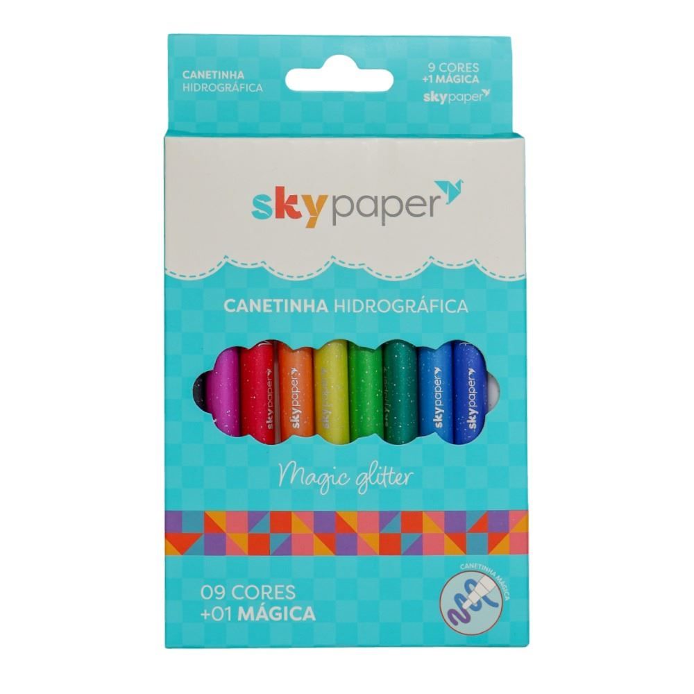 Canetinha Hidrográfica 9 Cores e 1 Mágica Skypaper - 10 Unidades