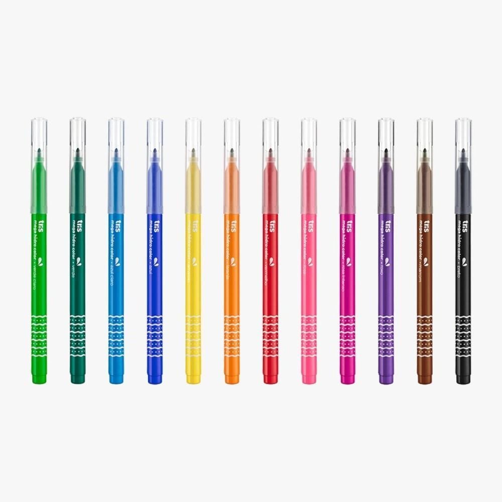 Canetinha Retrátil Ponta Fina Mega Hidro Tris - 12 Cores