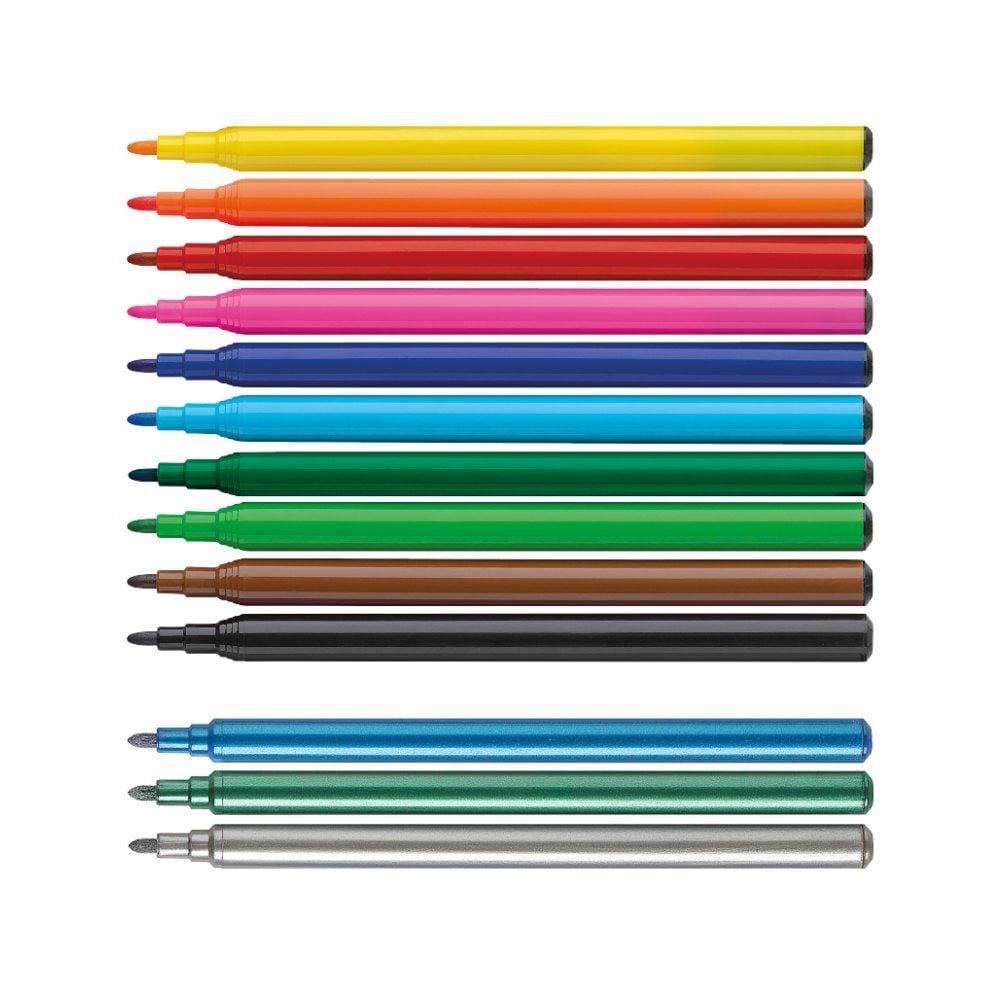 Canetinhas Hidrográficas 10+3 Cores Faber Castell - Dinossauro