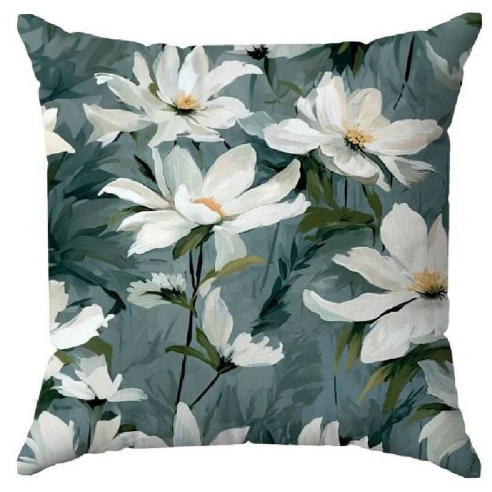 Capa de Almofada Veludo 43X43 cm Estampada Havan Casa - Margaridas Petroleo