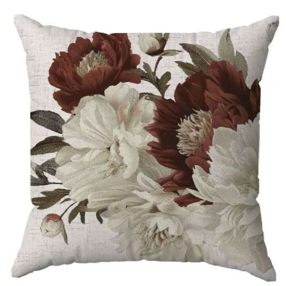 Capa de Almofada Veludo 43X43 cm Estampada Havan Casa - Floral Bordo