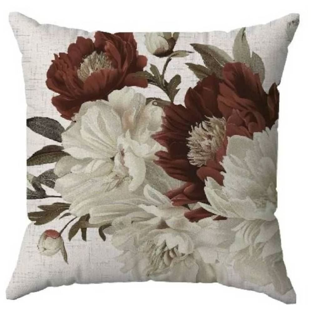 Capa de Almofada Veludo 43X43 cm Estampada Havan Casa - Floral Bordo