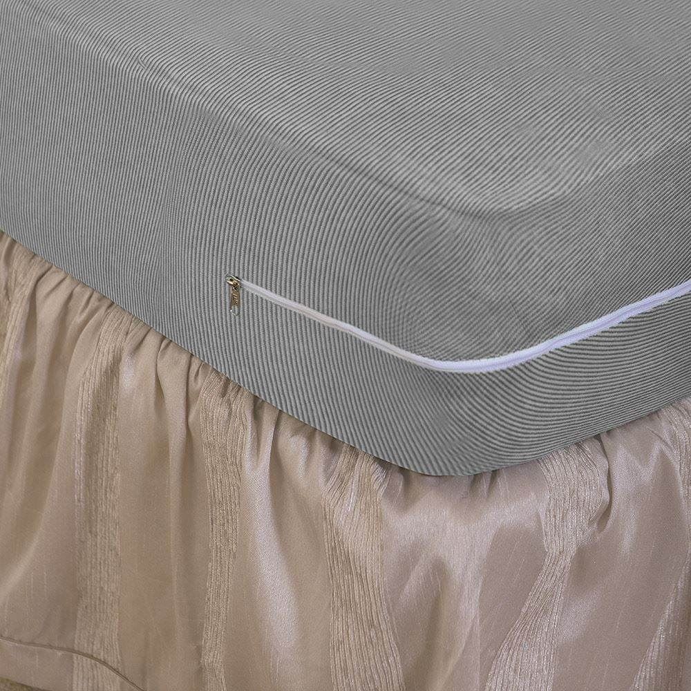 Capa Protetora Para Colchão Casal Com Zíper Solecasa - Prata