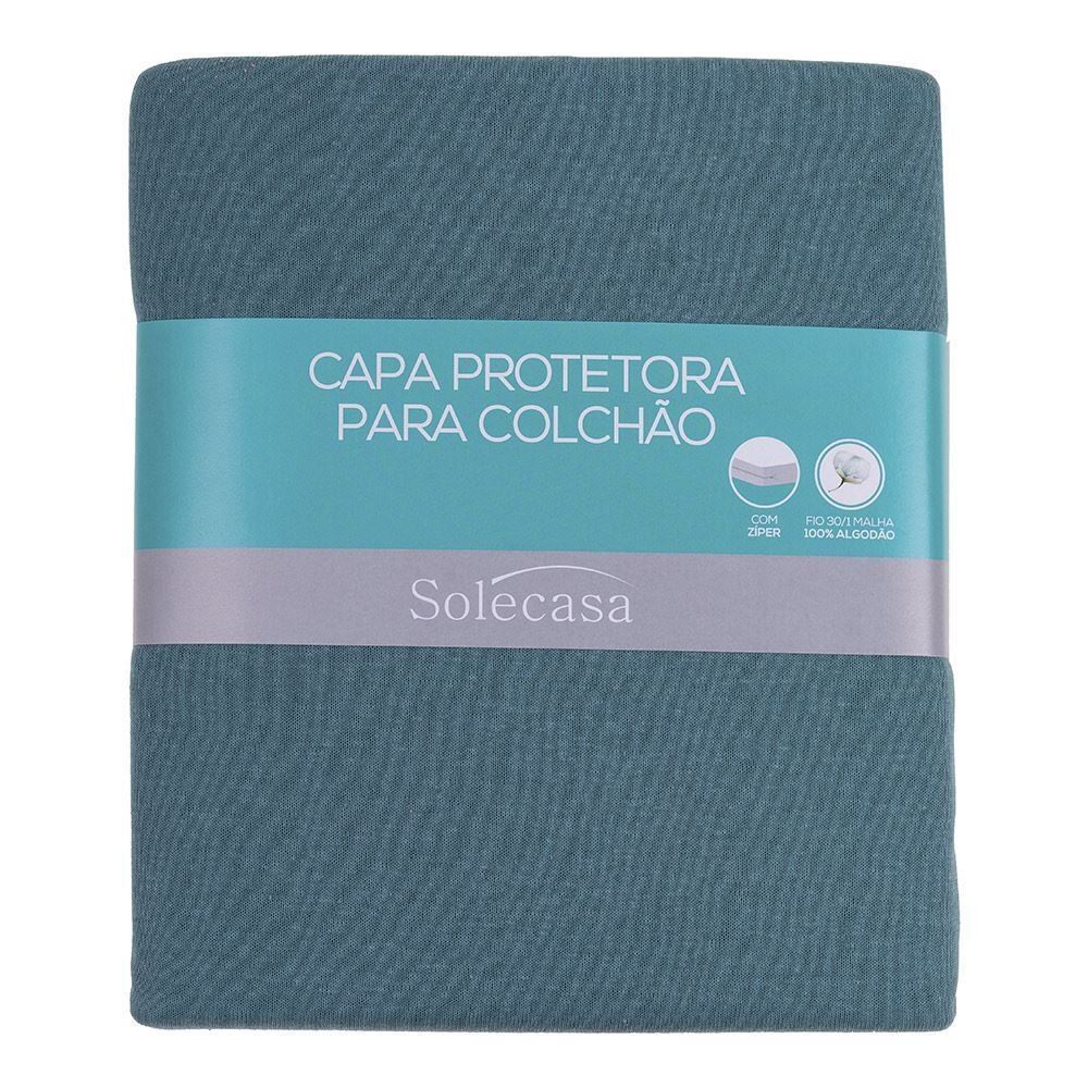 Capa Para Colchão 100% Algodão Com Zíper Queen Solecasa - Verde 2176