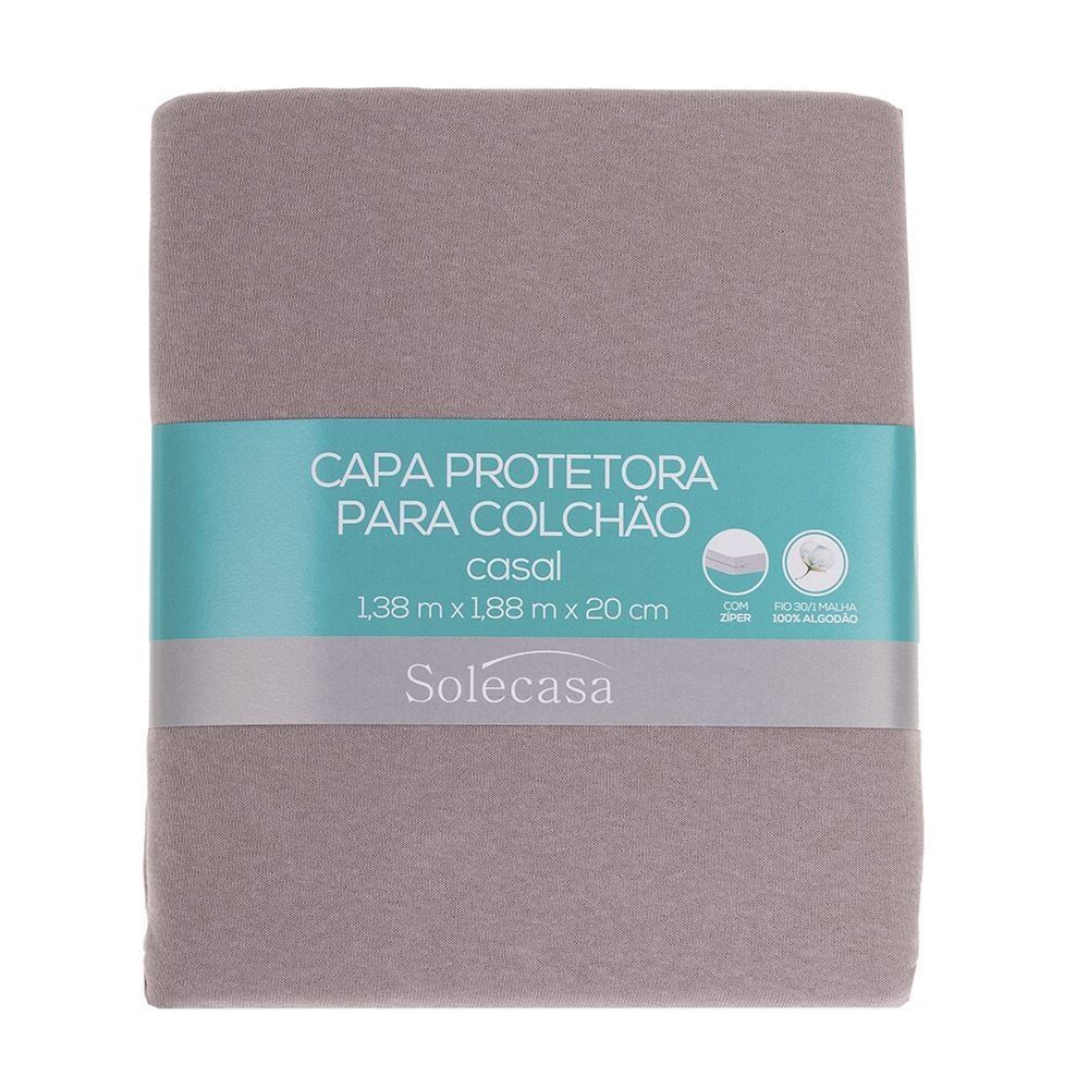 Capa Para Colchão 100% Algodão Com Zíper Queen Solecasa - Cru 7775