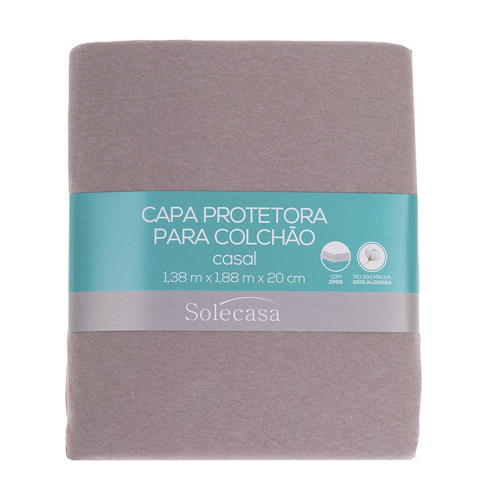 Capa Para Colchão 100% Algodão Com Zíper Queen Solecasa - Cru 7775