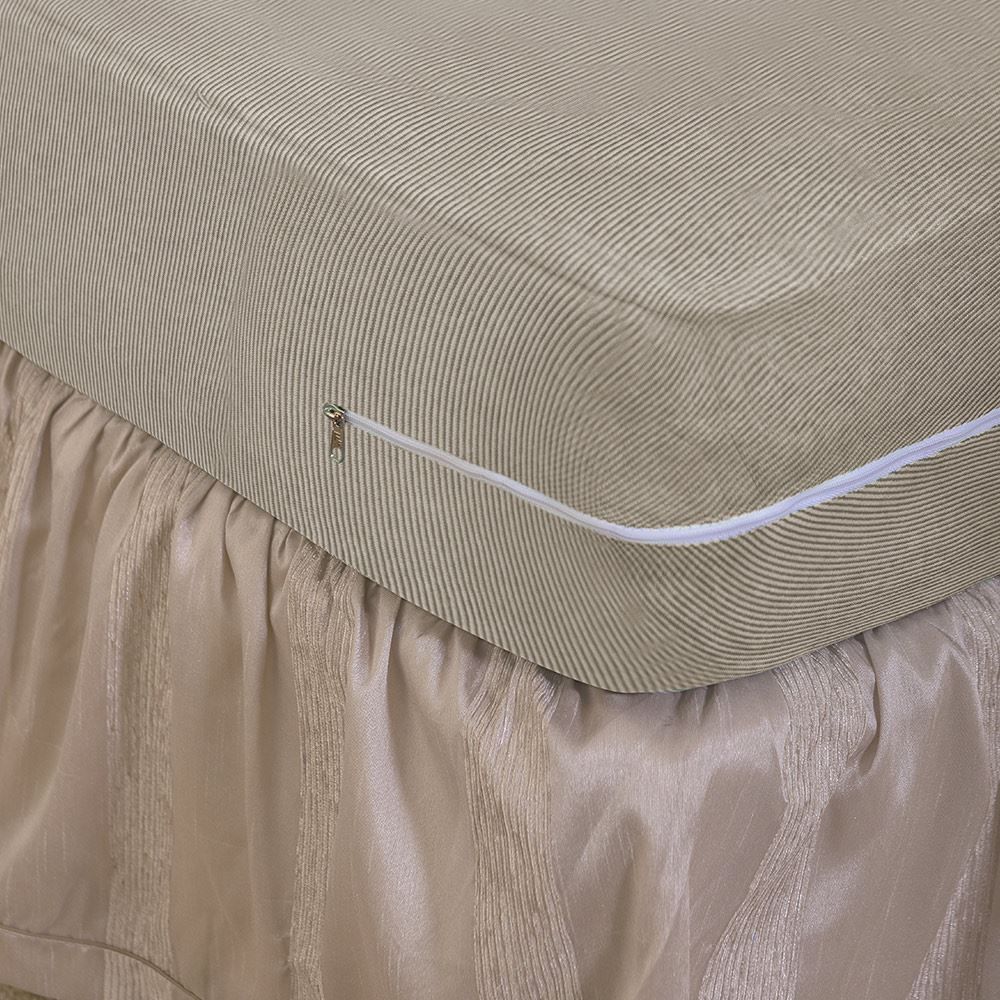 Capa Protetora Para Colchão Solteiro Com Zíper Solecasa - Cru 7775