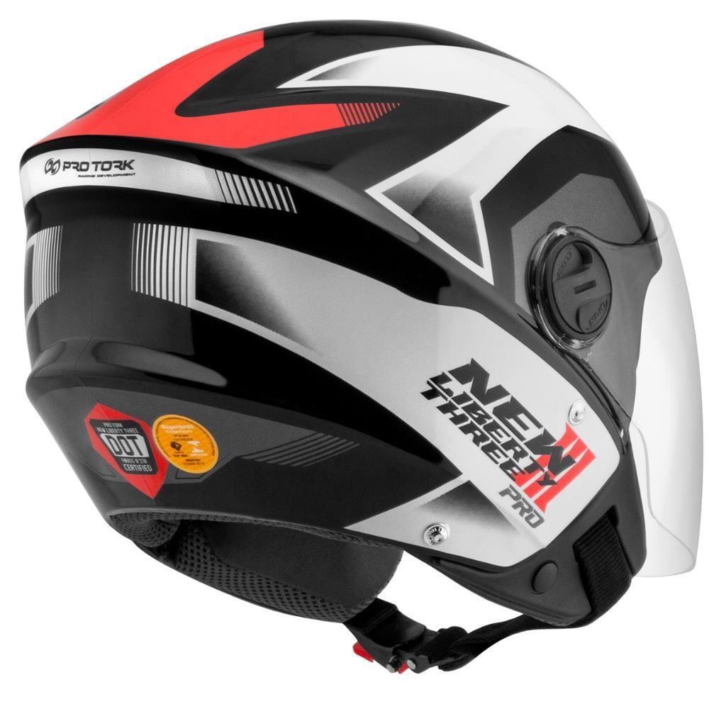 Capacete New Liberty Three Pro Protork - PRETO/VERMELHO 58