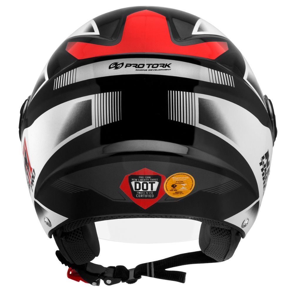 Capacete New Liberty Three Pro Protork - PRETO/VERMELHO 60