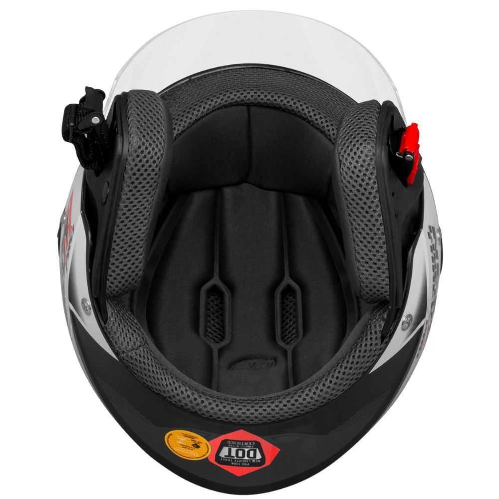 Capacete New Liberty Three Pro Protork - PRETO/VERMELHO 60