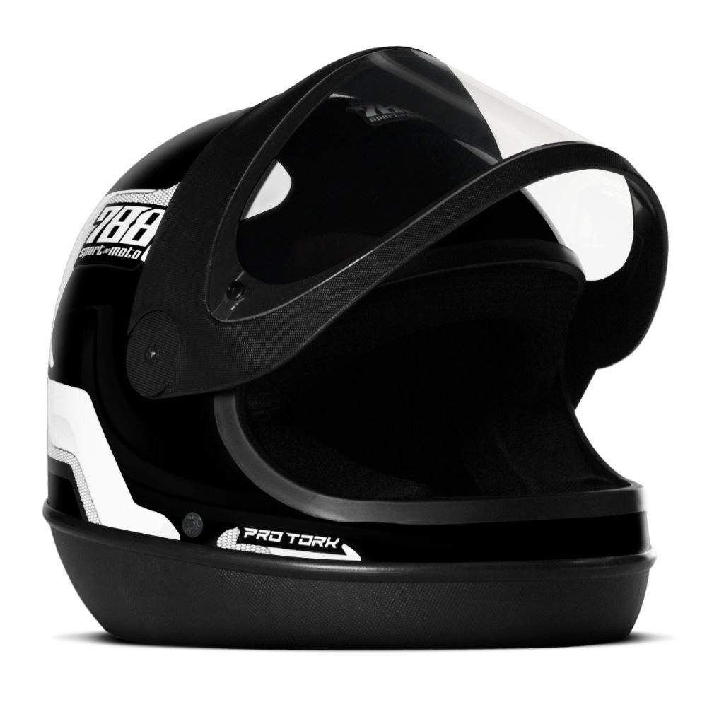 Capacete Viseira Automática Sport 788 Protork - PRETO 56