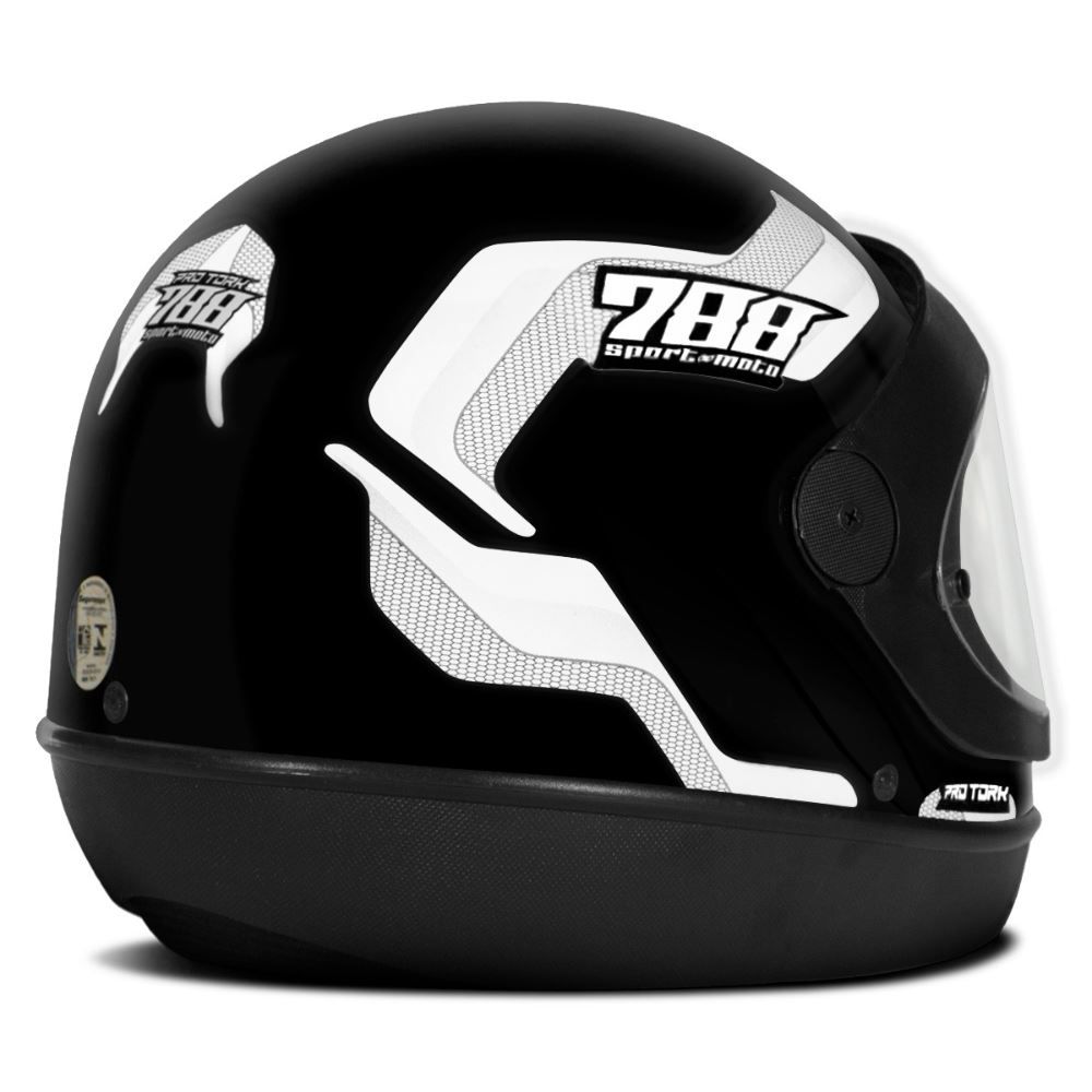 Capacete Viseira Automática Sport 788 Protork - PRETO 56