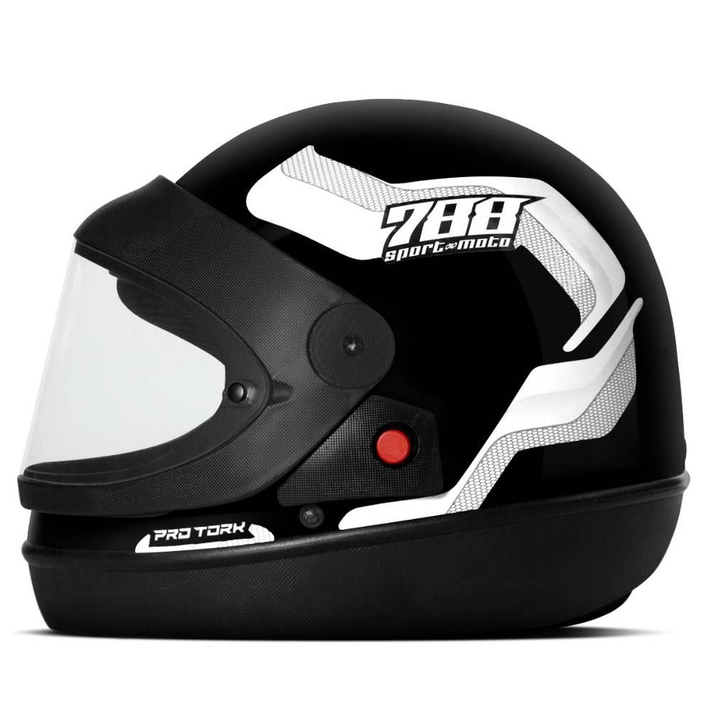 Capacete Viseira Automática Sport 788 Protork - PRETO 58