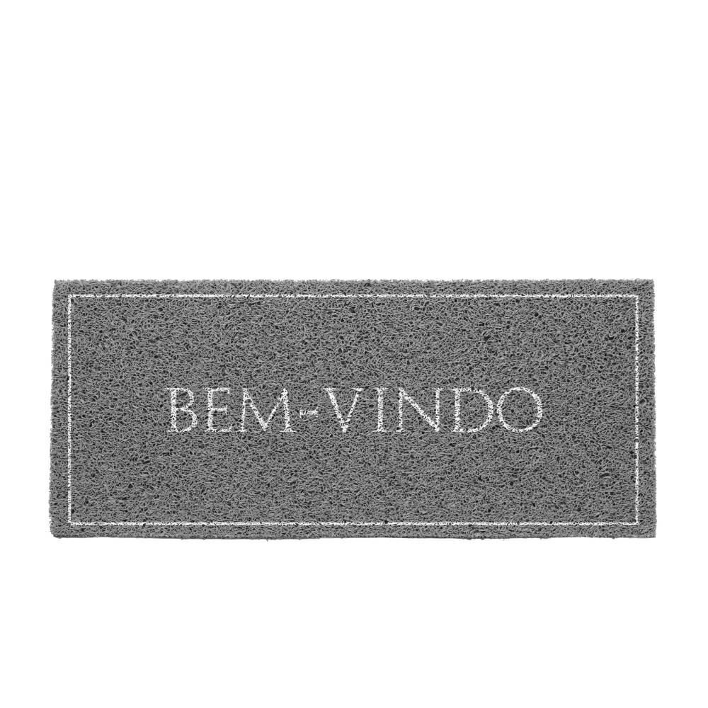 Capacho Para Porta De Entrada 30X70 Cm Vinil Long Havan Casa - Cinza Bem Vindo