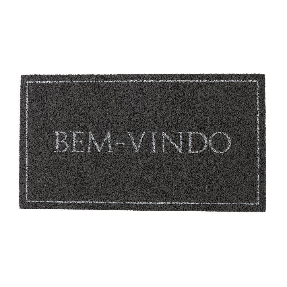 Capacho Vinil 50X90 Cm Bem Vindo Solecasa - Cinza Bem Vindo
