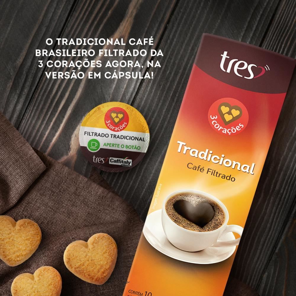 Cápsula De Café Filtrado Tradicional 75G Tres 3 Corações - 10 Cápsulas