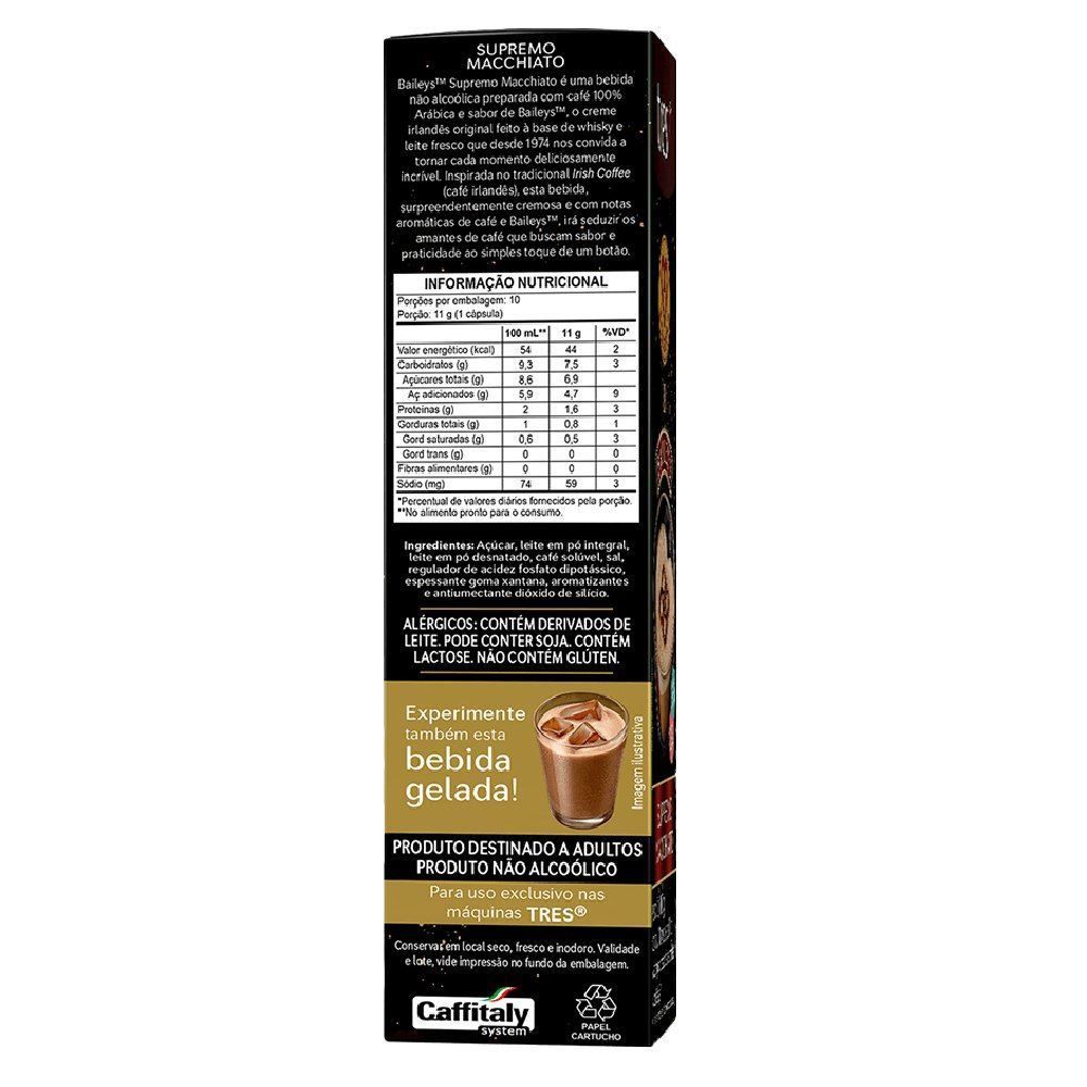 Cápsulas Baileys Supremo Macchiato 110G Tres 3 Corações - 10 Cápsulas 
