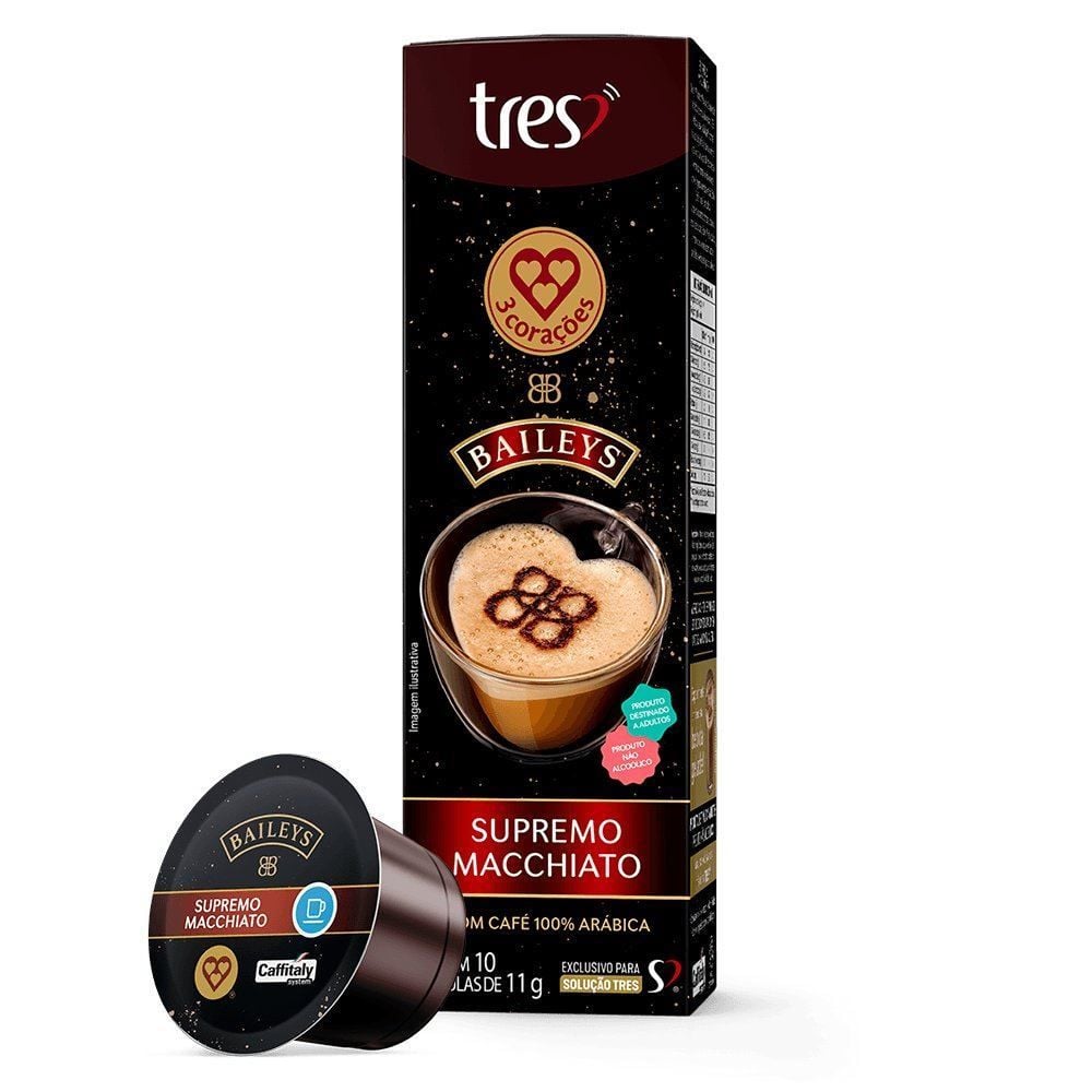 Cápsulas Baileys Supremo Macchiato 110G Tres 3 Corações - 10 Cápsulas 