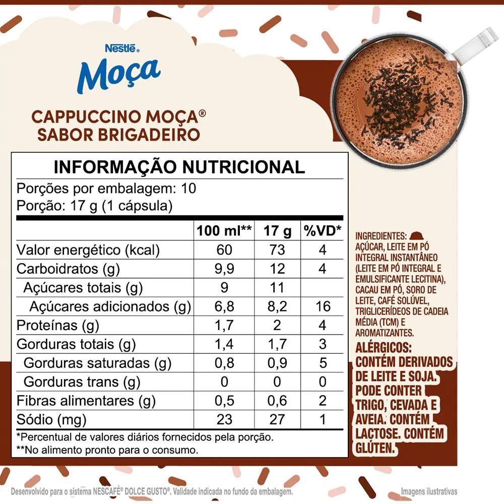 Cápsulas Cappuccino Moça Brigadeiro 170G Dolce Gusto - 10 Cápsulas
