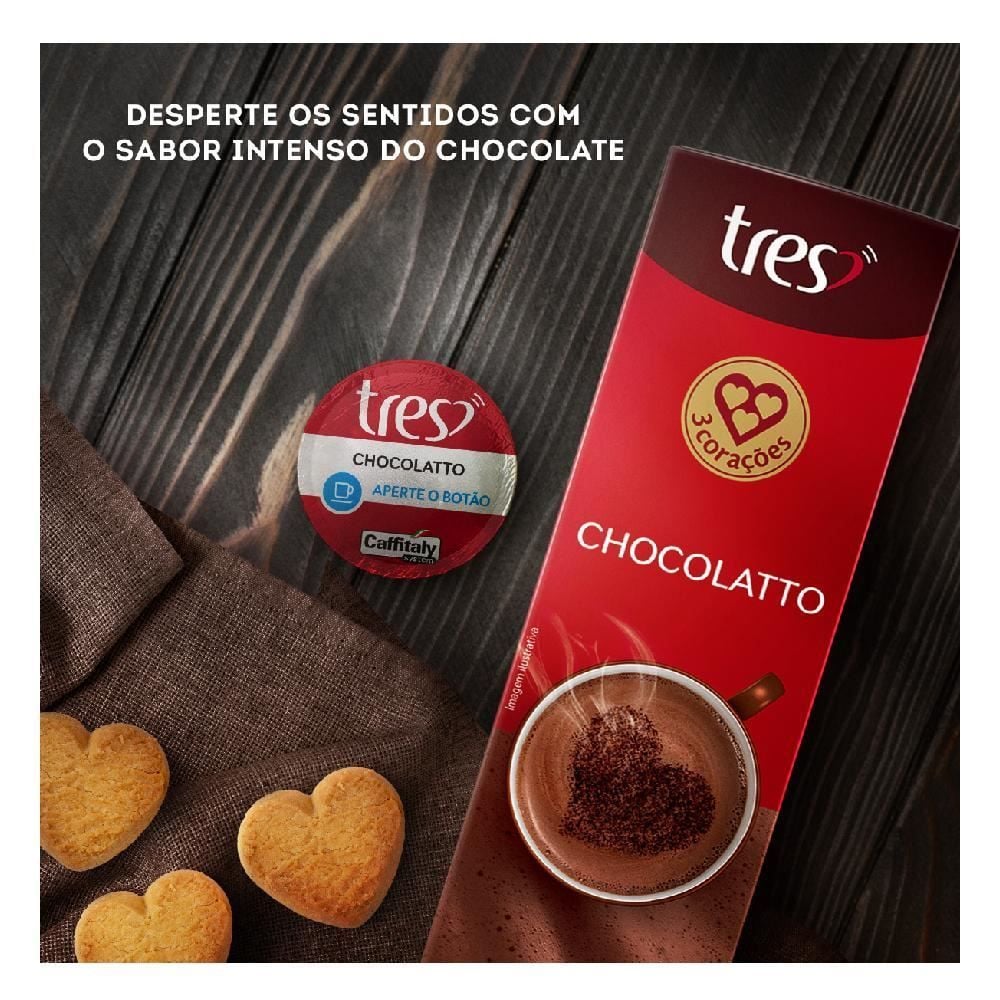 Cápsulas De Chocolatto 110G Tres 3 Corações - 10 Unidades