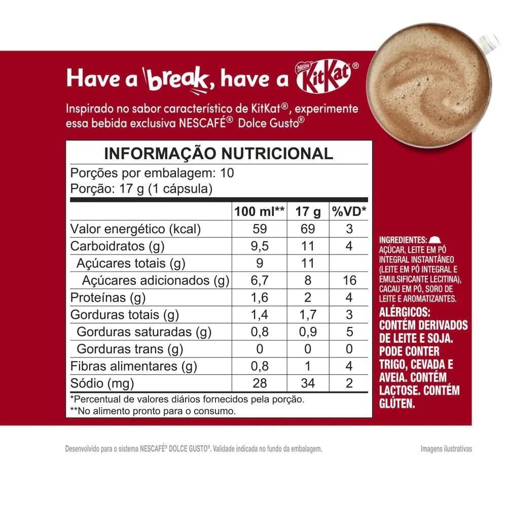 Cápsulas Nescafé Chococino Kit Kat 170G Dolce Gusto - 10 Cápsulas
