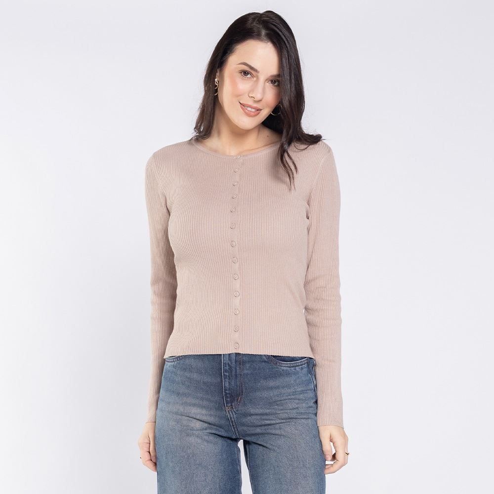Cardigan Feminino De Tricot Canelado Boby Blues