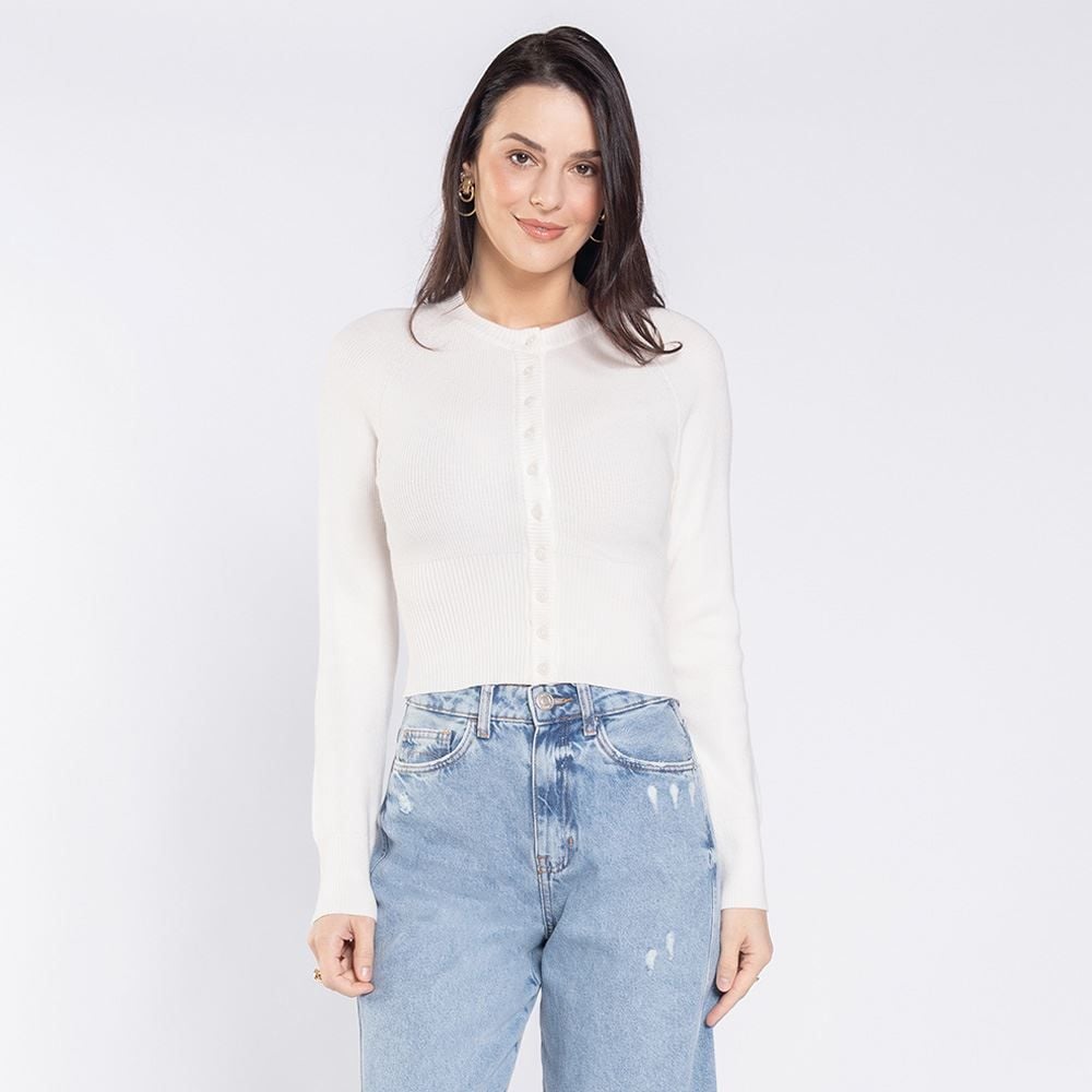 Cardigan Feminino De Tricot Com Botões Boby Blues