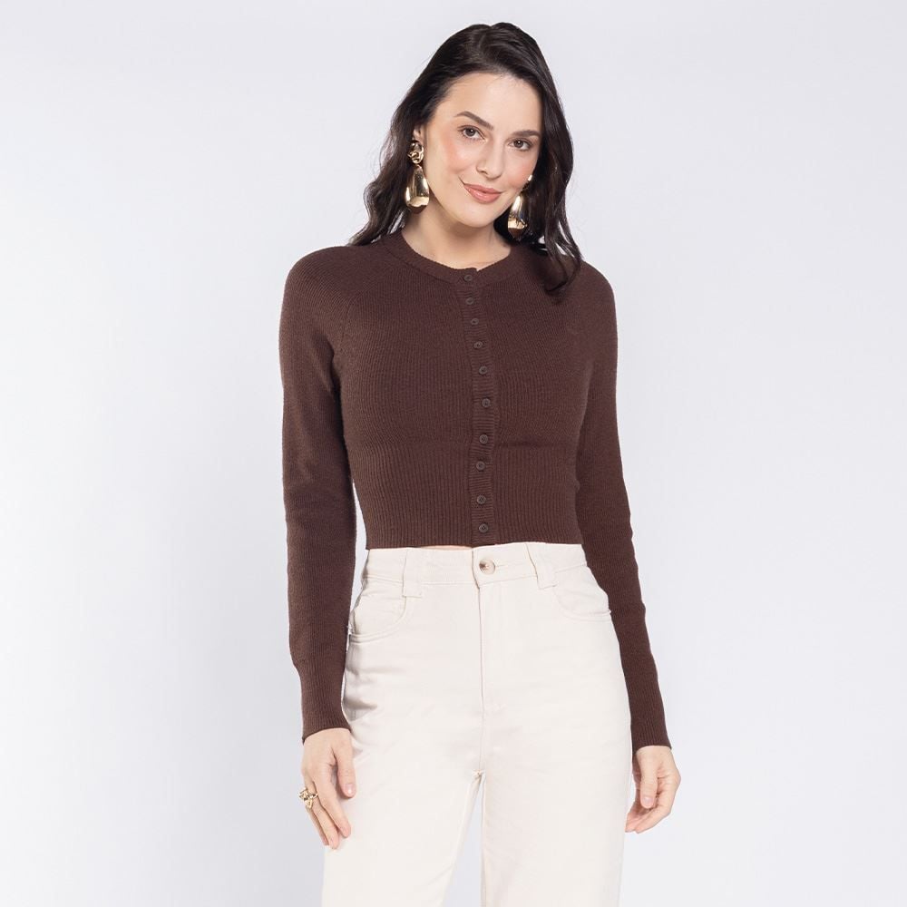 Cardigan Feminino De Tricot Com Botões Boby Blues